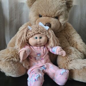 Vintage Cabbage Patch Kids Doll 1985 Green Eyes Wheat Poodle Hair